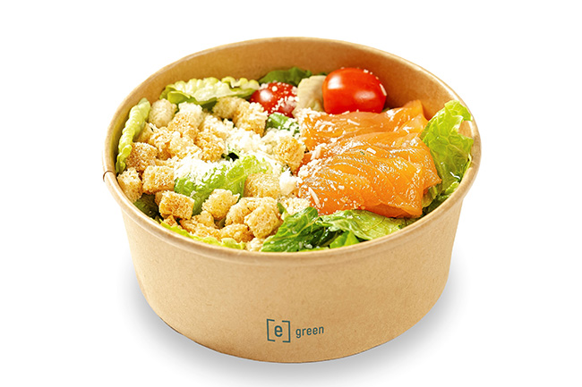[e]green bowl mit Salat und [e]green Logo